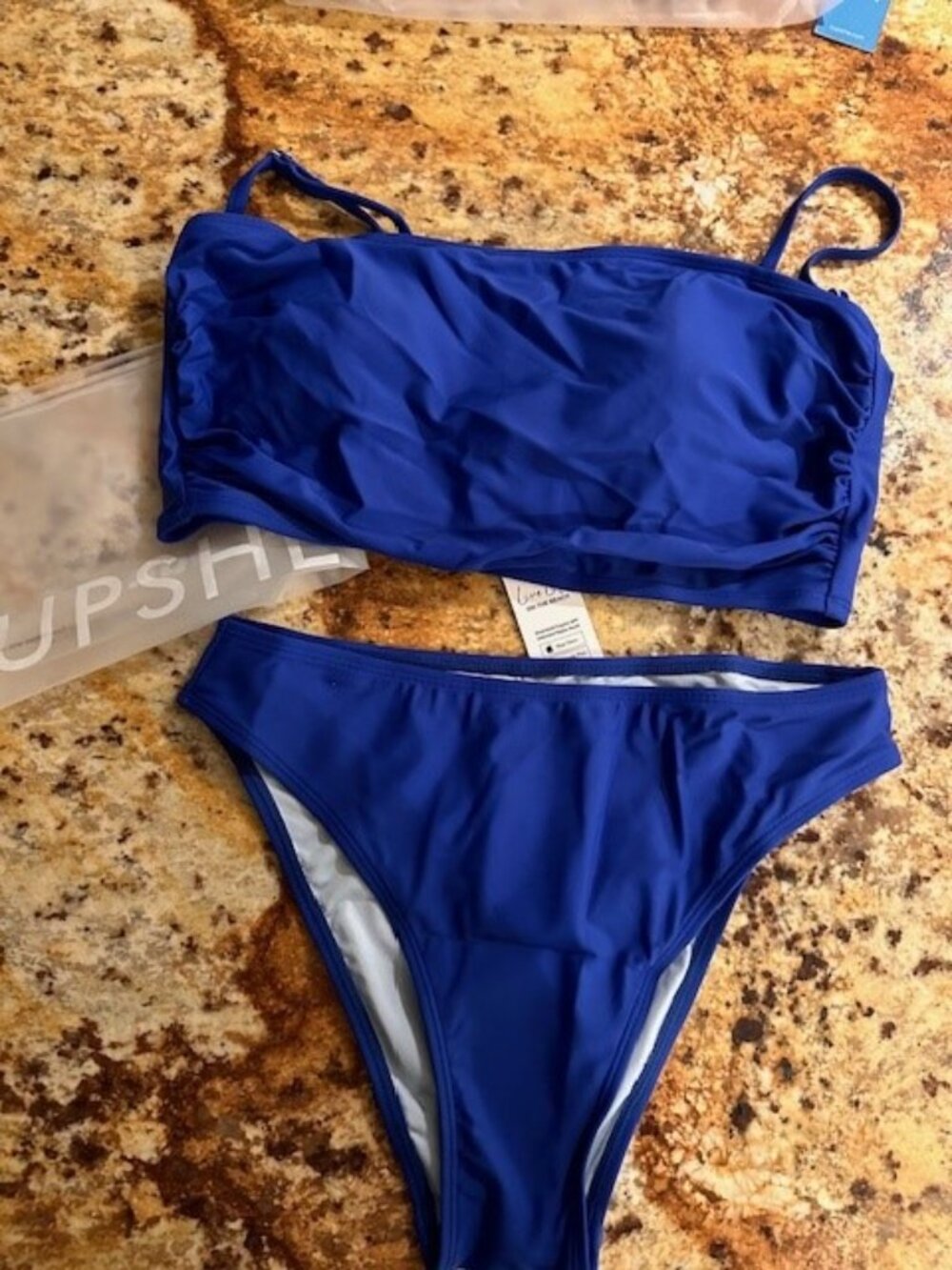 Cupshe blue bikini top L bottom S in blue